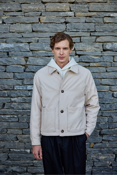 Danger Suede Quilted Men's Coat Stone Jacket