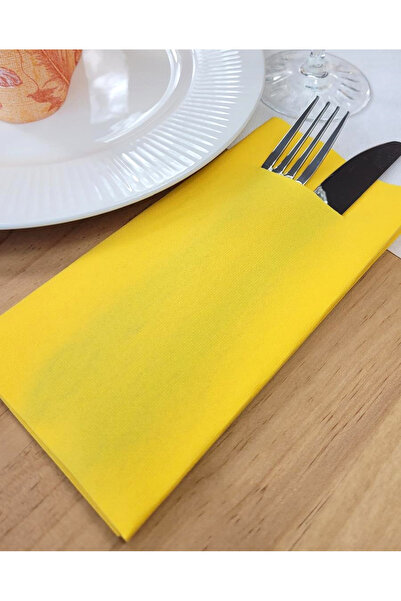 Mank Șervețele cu BUZUNAR pentru tacâmuri - Linflair Galben / 40 x 40 cm / 10...