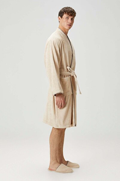 İrya Ανδρικό μπουρνούζι Shadow 100% βαμβακερό μπεζ