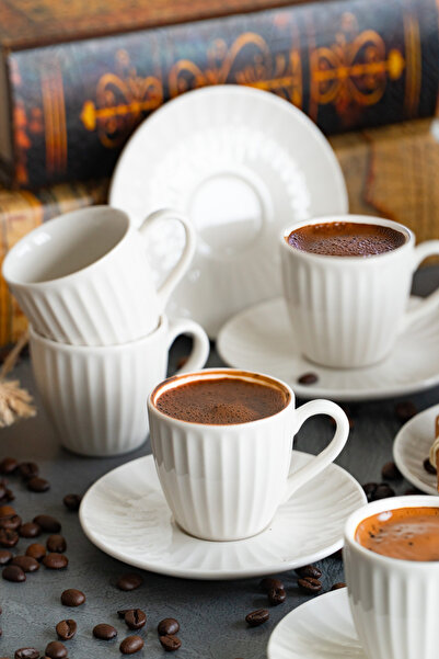 Heda Porselen Karizma 12 Piece 6 Person Porcelain Coffee Cup Set