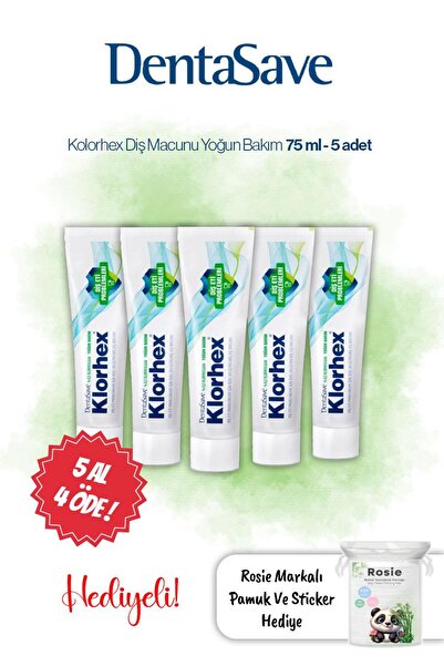 Dentasave 5 AL 4 ÖDE Klorhex Diş Macunu Yoğun Bakım 75 ml ve Rosie