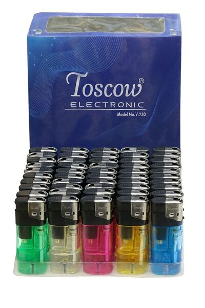 melmus Toscow Gazlı Şeffaf Elektronik Çakmak – 50’li Renkli Paket