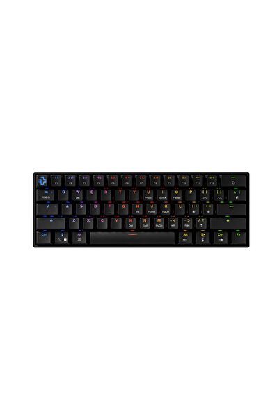 QwertyKey H61 Split Black Red Switch Hotswap RGB Mechanical Gaming Keyboard
