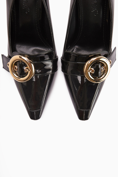 Limoya Elisar Black Patent Leather Belt Detailed Women's Heeled Shoes