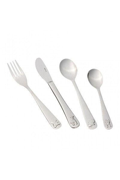 Kinghoff KH 3586 Children's Cutlery Set with Animals, 4 Pieces, Gloss, Stainl...