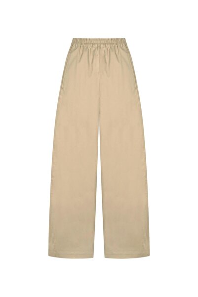 Beauty Omelette Camel Beli Lastikli Poplin Pantolon
