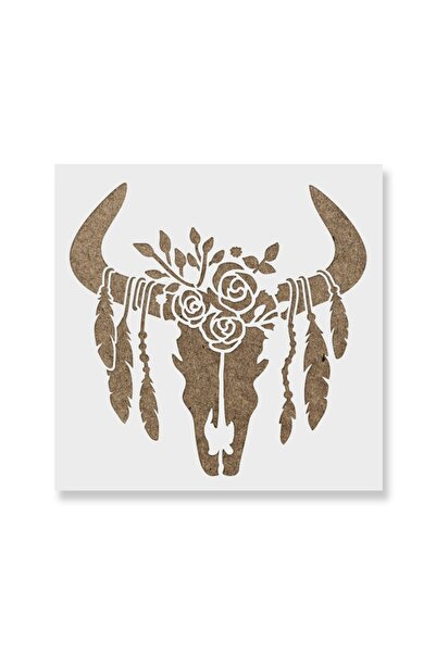 Maxrom Sablon Perete vopsire, tencuiala 0.7mm Craniu de Vacă cu Pene model MX...