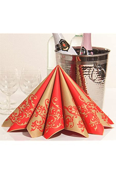 Mank Χαρτοπετσέτες Linclass για το εορταστικό τραπέζι - Pomp (κόκκινο-χρυσό) / 40 x 40 εκ. / 50 τεμ.