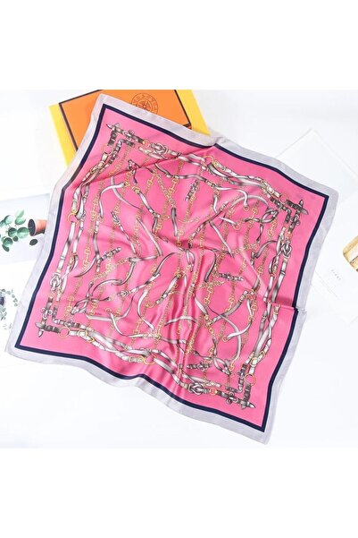 Pursehuit Eșarfă pătrată roz cu imprimeu, Nevia C1