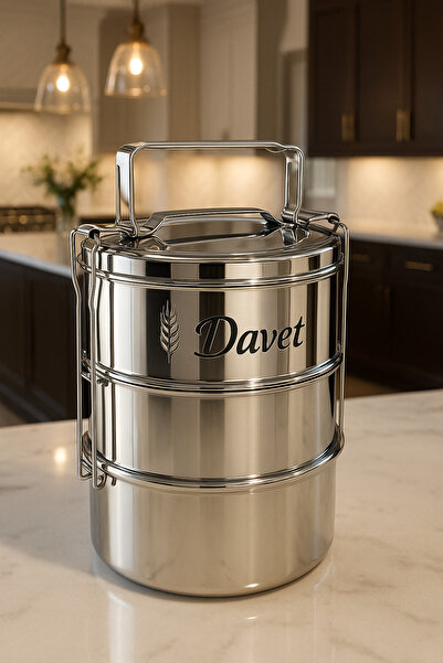 Davet حاوية طعام فردية من الفولاذ المقاوم للصدأ بثلاث طبقات، علبة طعام محمولة مقاومة للصدأ