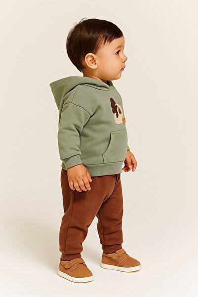 dinamik çocuk Cactus Themed Kangaroo Pocket Hooded 2-Piece Set Unisex Bottom Top 6-9-12-18-24Months