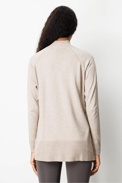 Desen Triko Women's Half Turtleneck Sweater with Slit Sleeves Mink