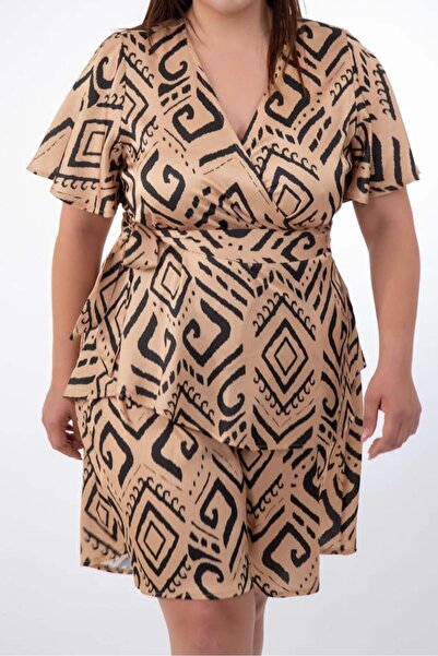 Roxxlen Μπλούζα από σατέν με στάμπα μεγάλου μεγέθους