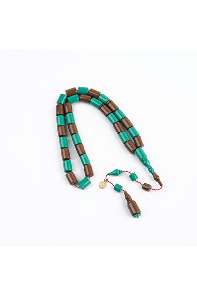 LapisDo سبحة كاديم كاتالين مصنوعة يدويًا بتصميم مميز مقاس 8×11 ملم - أخضر / بني