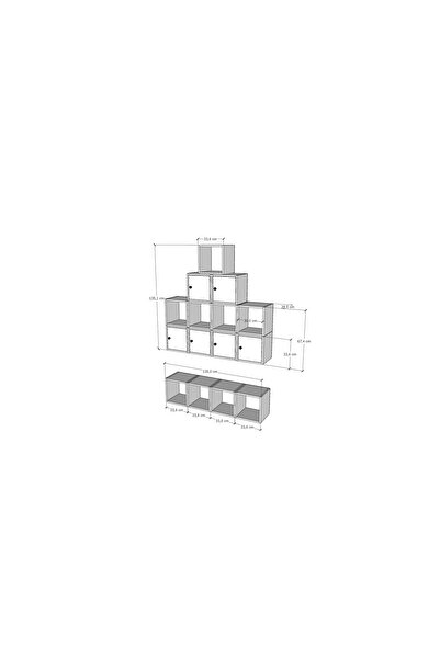 Nettrends 6 Kapaklı MODÜLER Tasarım Duvar Ünitesi ve Kitaplık