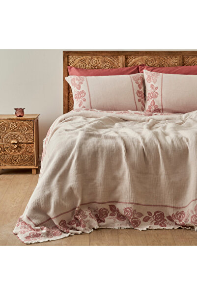 Bella Maison 100% Cotton Rose Jacquard Double Bedspread Set Cream (240X260 cm)