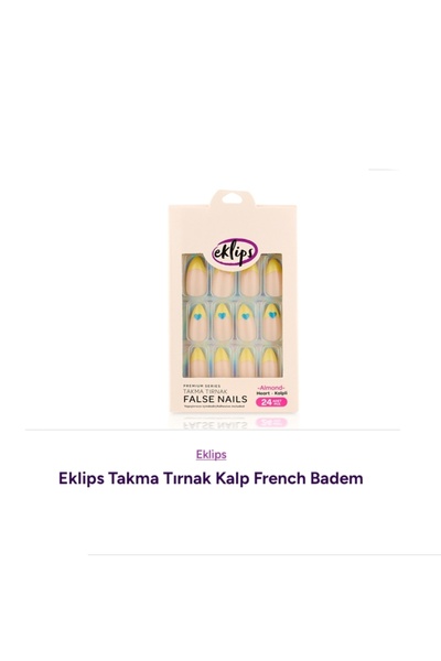 eklips Takma Tırnak Kalp French Badem