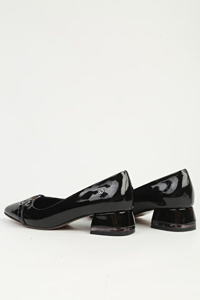 Pierre Cardin Black Patent Leather Heeled Shoes Pc-55197