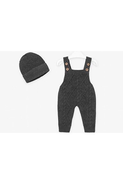 meriç bebe - bütün çocuklar melektir. mrc Baby Girl and Boy Adjustable Strap Diamond Pattern Beret Knitwear Salopet Set