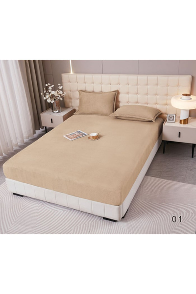 hsc Bed Sheet Cocolino 200x200 cm - Soft and Fluffy, Beige