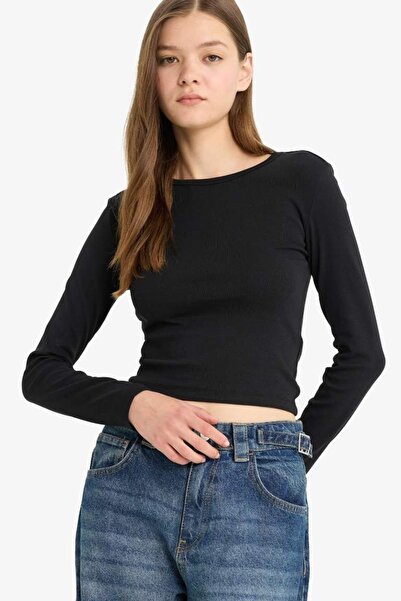 DeFacto Women's Long Sleeve T-Shirt E7797Ax/Bk81 Black
