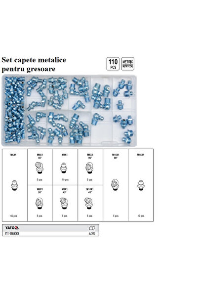 yato Set capete metalice pentru unelte de gresare