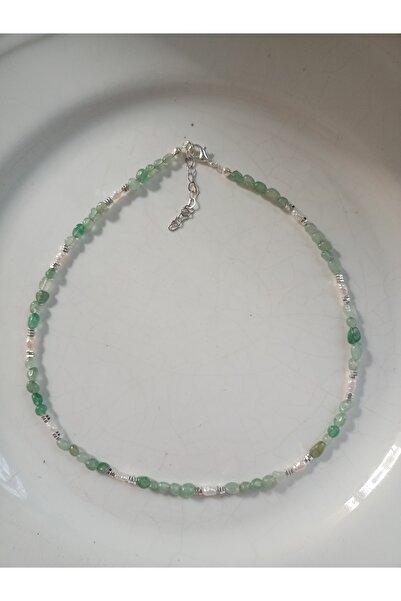 Mudita Tasarım 2/3 mm tımbıl Aventurin taşı ve gerçek doğal tatlı su incisi t...