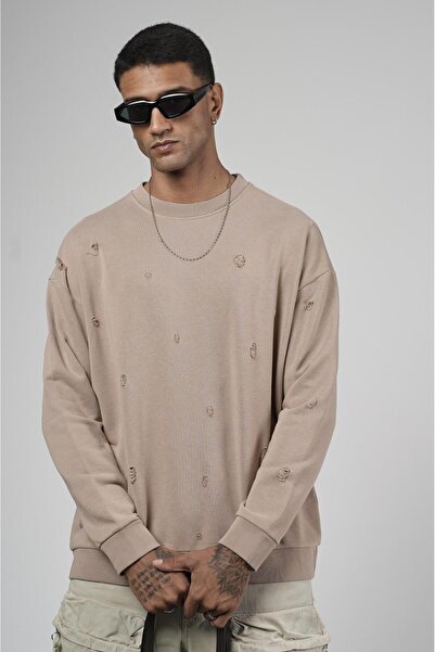 king brich Ανδρικό φούτερ με λέιζερ με λαιμόκοψη μεγάλου μεγέθους