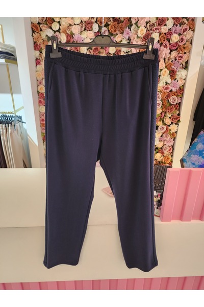 Gala-Xi Patterned Edges Dark Blue Pants Women