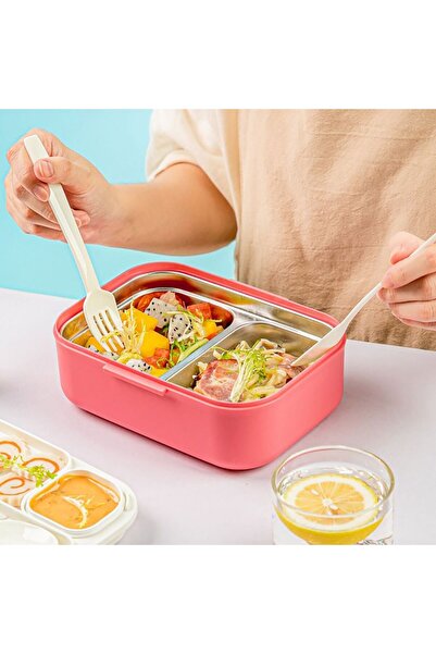 Limmy Compartmented Stainless Steel Storage Container Leakproof Lunch Box with Fork and Spoon 750 ml - Purple