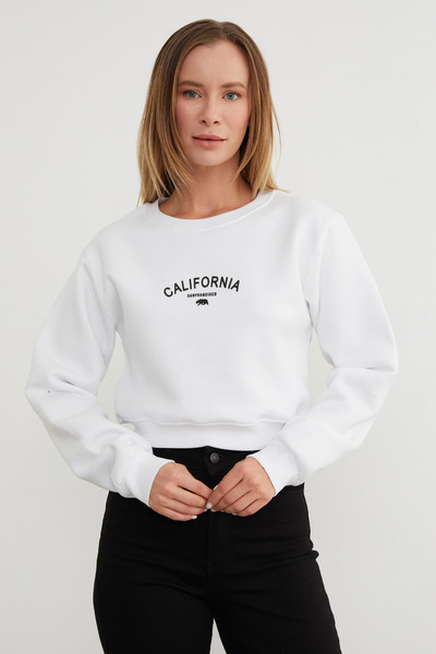 Fulla Moda Φούτερ με στάμπα με καλιφόρνια γράμματα με 3 νήματα