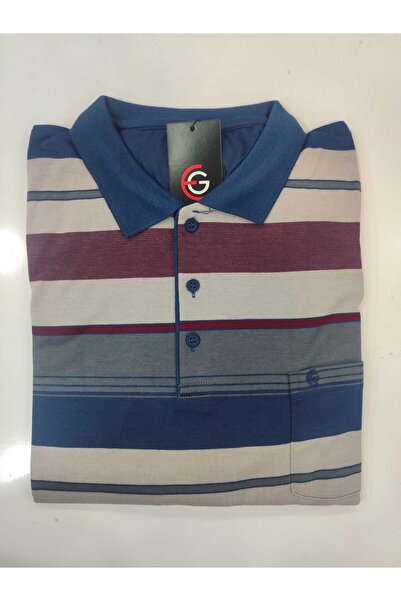 güncüoğlu Polo Collar with Pockets, Ribbed Sleeves, Solid Color Bottom Part, Men's Combed Cotton
