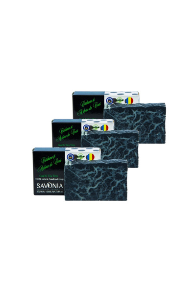Savonia Set of 3 - Charcoal and Tea Tree Soap,