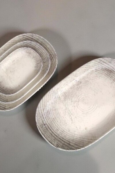 İkram Dünyası Id Fine Smoked Series 4-Piece Kayak Plate Set