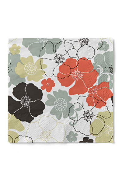 Mank 3-слойни салфетки за маса, Тишу - Нора (червено-сиви) / 40 x 40 см / 100...