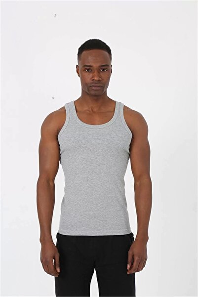 Beruflic Men's Gray Sports Ribbed Tank Top