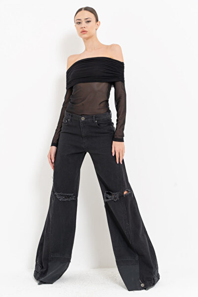 Kikiriki Black Madonna Collar Tulle Blouse