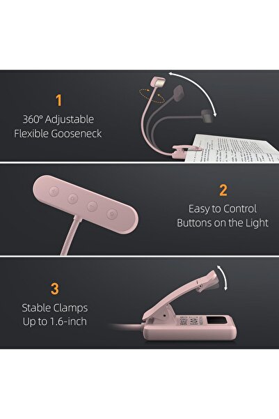 Generic iFalarila Book Light Rechargeable Book Lights for Reading at Night in Bed with 3 Color & 10 Brightne