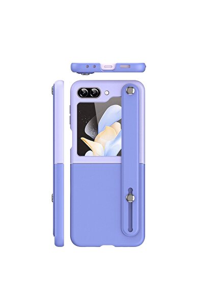 Microcase Samsung Galaxy Z Flip 7 FE / Z Flip 6 Parmak Tutuculu Deri Desen Pl...