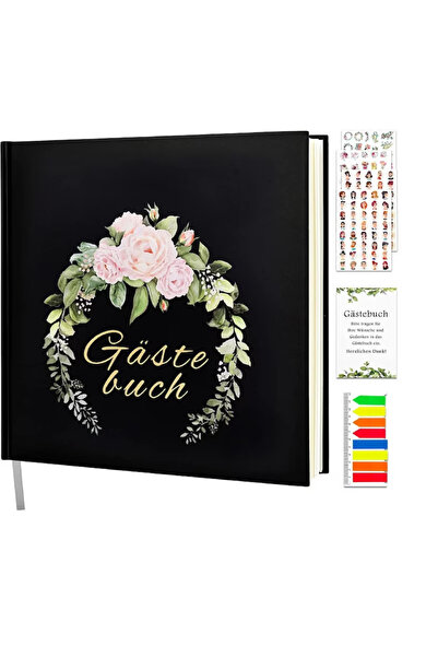 OEM Set 5 piese, carte de oaspeti si 4 coli cu autocolante pentru nunta, 21.5...