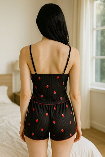 WİYONA Women's Strawberry Patterned Pajama Set