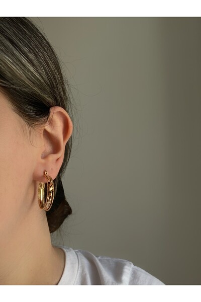 Owentis Çelik Rose Gold Halka Owgly Küpe -kararma yapmaz-