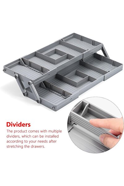 fulina 2 Tier Drawer Organizer, Adjustable, Extendable and Folding,for Office, Desk, Makeup and Home Junk