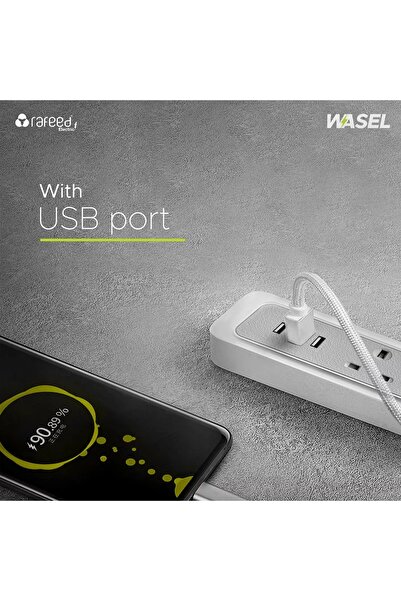 genric Rafeed 2990W 4-Gang UK Type Power Extension Socket with 3 USB Ports