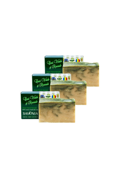 Savonia Set of 3 - Green Tea and Avocado Soap,