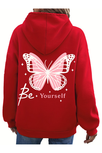 uyguntarz Унисекс суитшърт с принт „Be Yourself“ в голям размер