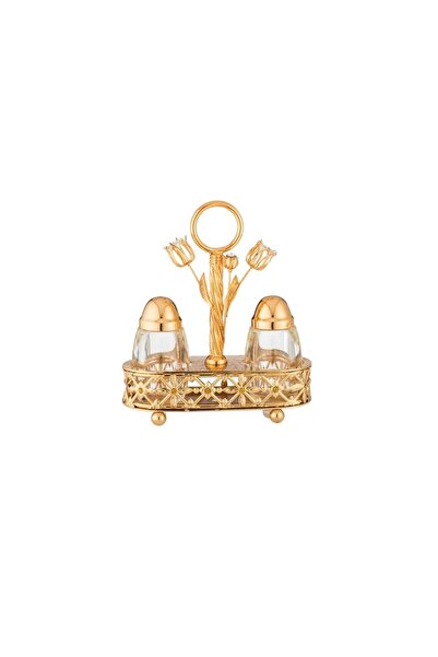 SQUALO Luxury Gold Salt Shaker Set with Holder