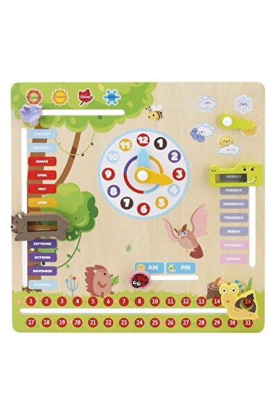 OemPlay Jucărie educativă Montessori – Calendar din lemn cu activități, 3+ ani