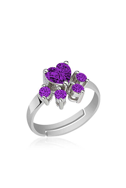 BlackCraft 925 Ayar Gümüş Mor Kedi Patisi Yüzük (BC-D54A9C)