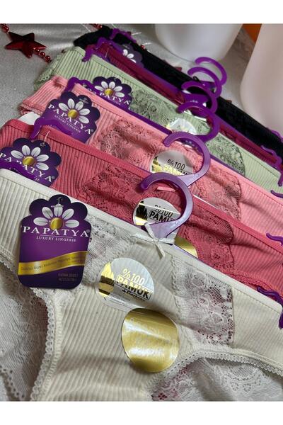 Papatya Dantelli 6 Renkli Kadın Külot Çamaşırı 6 Adet